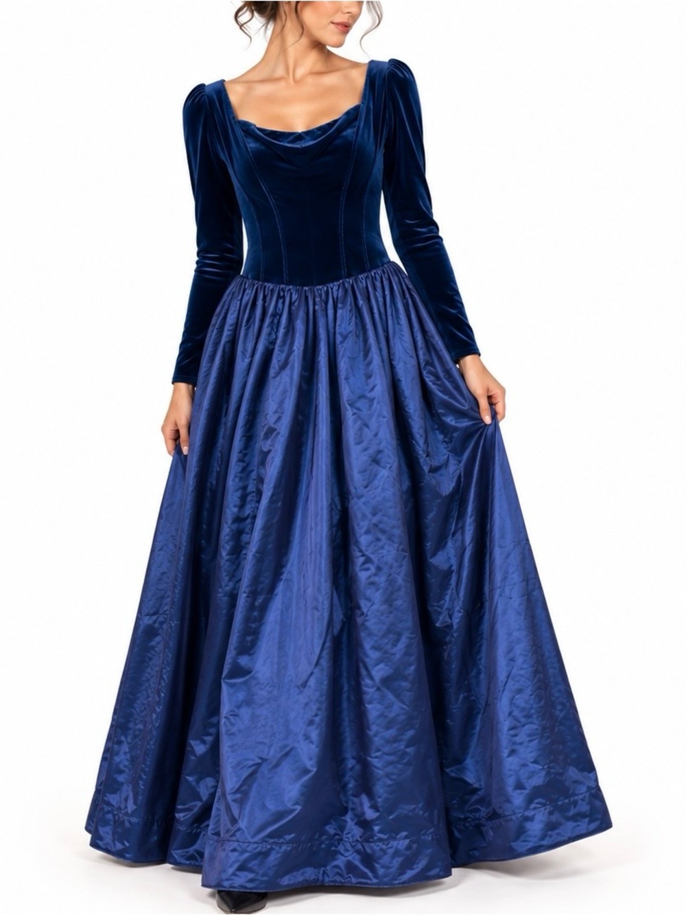 Vintage Scott McClintock Velvet Bodice Taffeta Satin Formal Prom Gown 12 Gothic